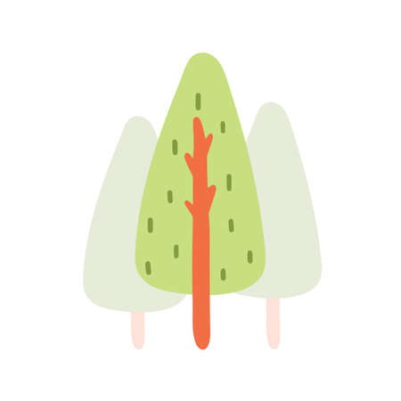 Flat forest tree nature plant isolated eco foliageのイラスト素材