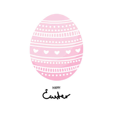 Easter eggs composition hand drawn on white background and with the text Happy Easterのイラスト素材