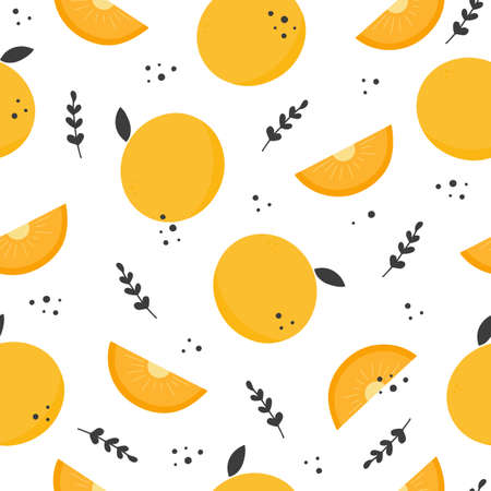 Vector juicy tropical seamless pattern with oranges