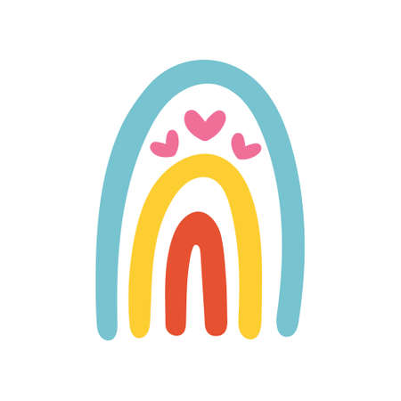 Bright abstract rainbow on white background. Vector hand drawn illustrationのイラスト素材