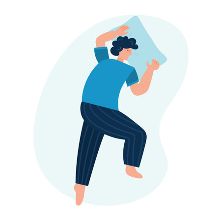 Young man sleeps on side. Vector illustrationのイラスト素材
