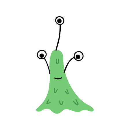 Cute doodle slippery monster icon. Happy Halloweenのイラスト素材