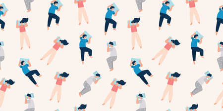 Sleeping people sleeps on the pillow patternのイラスト素材