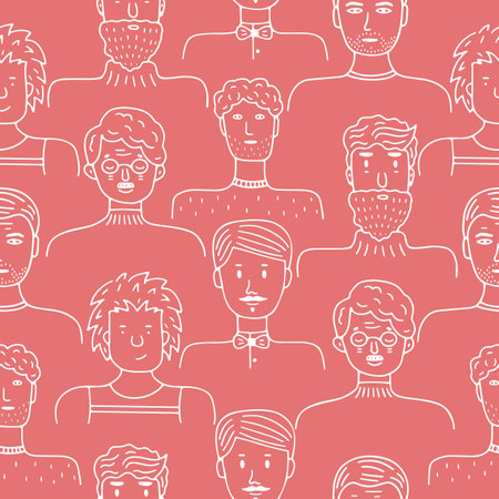 Cute pattern of male portraits for bannerのイラスト素材