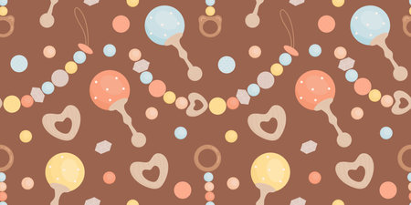 Cute pattern of boho baby toys for fabricのイラスト素材