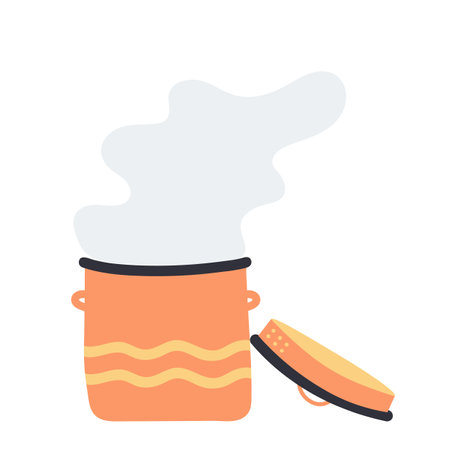 Cooking pan in flat style.Kitchen pot illustrationのイラスト素材