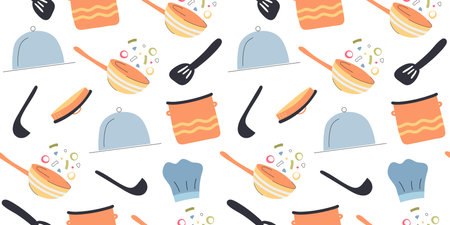 Cute seamless texture with of kitchen utensilsのイラスト素材