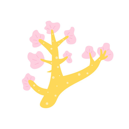 Hand drawn vector trendy coral reef illustrationのイラスト素材