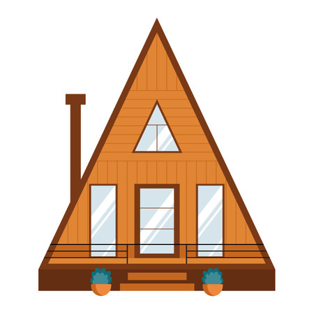 Modern A-frame mini house vector illustrationのイラスト素材