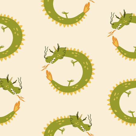 Cute pattern with chinese new year dragonのイラスト素材