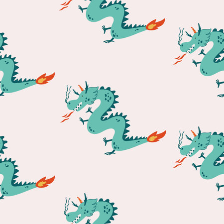 Seamless pattern with chinese new year dragonのイラスト素材