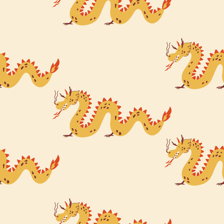 Happy chinese new year dragon seamless patternのイラスト素材