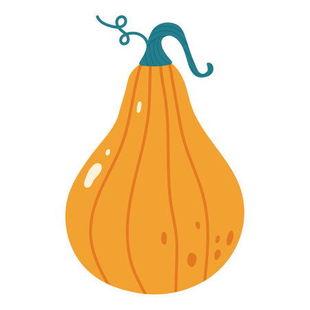 Orange hand drawing pumpkin vegetable flat iconのイラスト素材