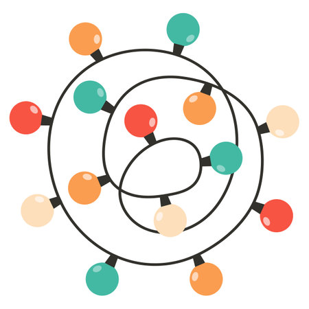 Garland with lamps with modern hand-drawn styleのイラスト素材