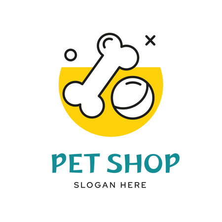 Line icons of bone and ball, pet shop logoのイラスト素材