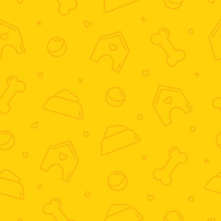 Seamless pattern with bones, house,bowl and heartsのイラスト素材