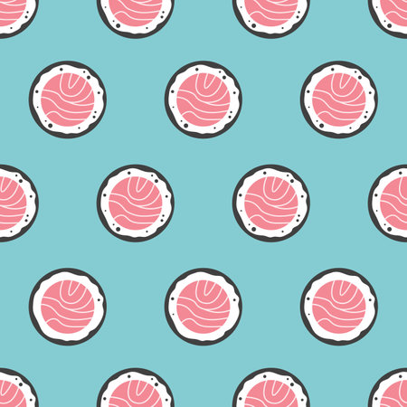 Seamless pattern sushi roll Japanese foodのイラスト素材