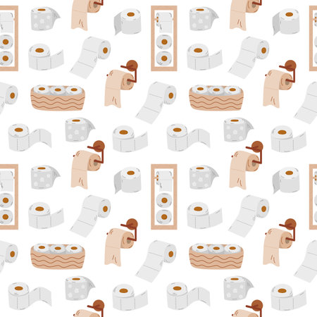 Toilet paper seamless pattern in cartoon styleのイラスト素材