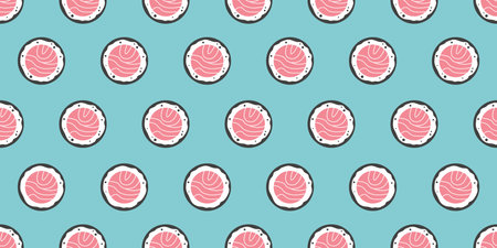 Seamless pattern sushi roll Japanese foodのイラスト素材