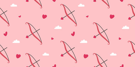 Cupid pink bow and arrow seamless patternのイラスト素材
