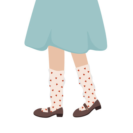 Female legs with shoes and high socks with heartsのイラスト素材