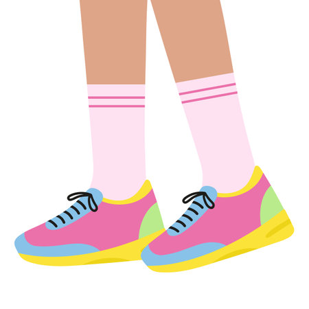 Female legs wearing fashion sneakersのイラスト素材