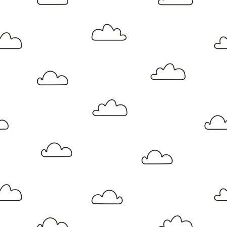 Cute clouds seamless pattern, cartoon backgroundのイラスト素材