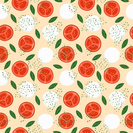 Caprese salad vector seamless patternのイラスト素材