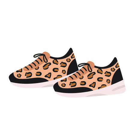 Trendy sneakers with leopard printのイラスト素材