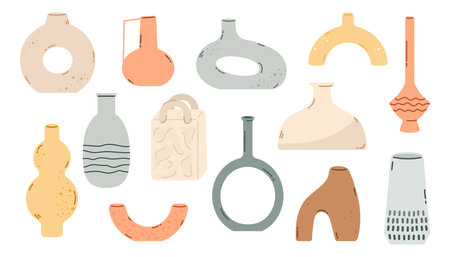 Modern ceramic pottery for home interiorのイラスト素材
