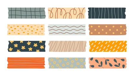 Decorative patterned pieces of adhesive tape.のイラスト素材