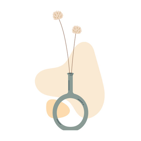 A bouquet of dry flowers in ceramic vaseのイラスト素材