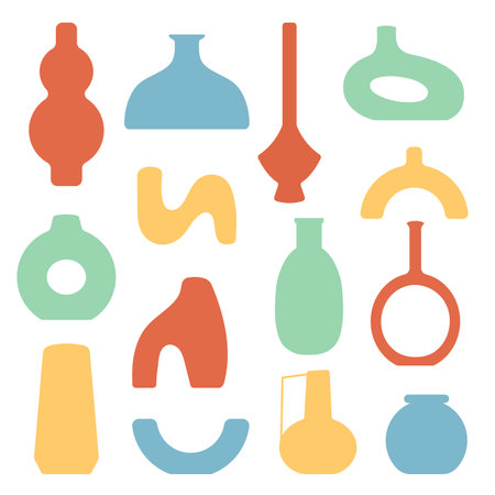 Various flowers vases silhouette collectionのイラスト素材