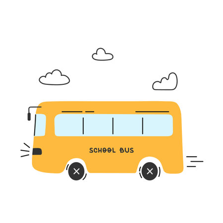 Simple yellow school bus vector illustrationのイラスト素材