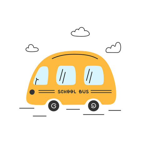 Funny yellow school bus vector illustration