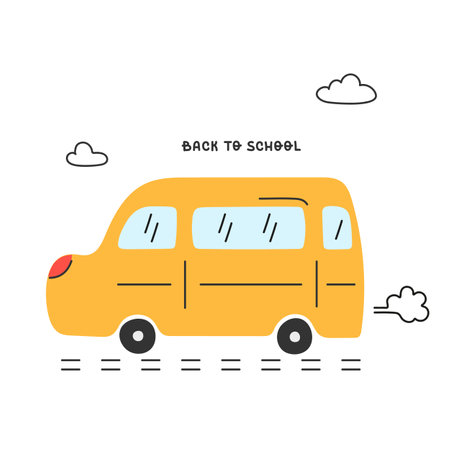 Simple yellow school bus vector illustrationのイラスト素材