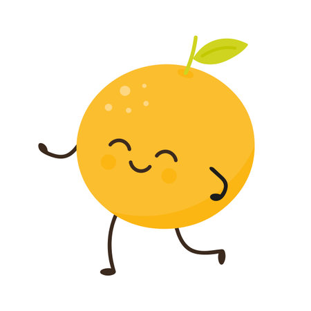 Cheerful orange fruit isolated on white backgroundのイラスト素材