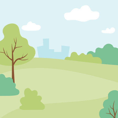 Summer city park vector illustrationのイラスト素材