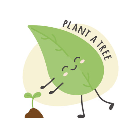 Leaf character plants a tree vector illustrationのイラスト素材