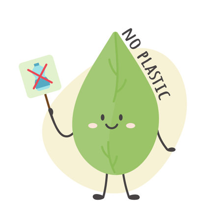 No plastic vector illustration with leaf characterのイラスト素材