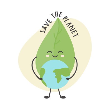 Ecology vector illustration with leaf characterのイラスト素材