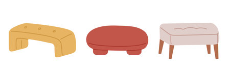 Trendy furniture set of banquette, pouf, footrestのイラスト素材