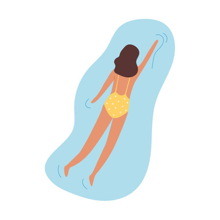 Young woman swimming in the sea or poolのイラスト素材
