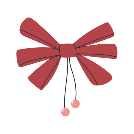 Hand-drawn aesthetic cute ribbon bow with beadsのイラスト素材
