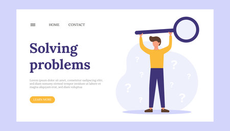 Man with magnifying glass for solving problemsのイラスト素材