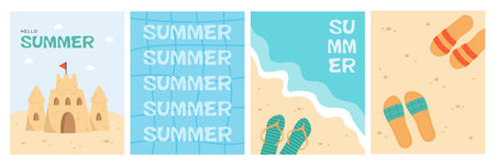 Summer poster or greeting card design collectionのイラスト素材