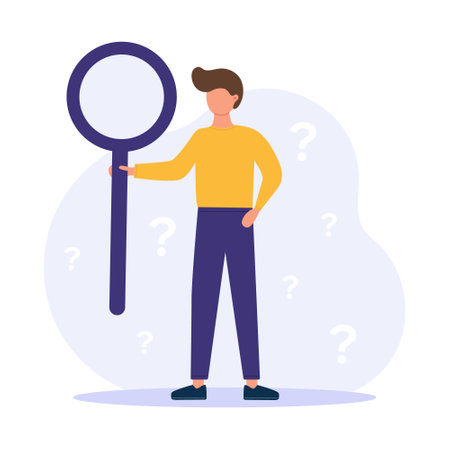 Man holding magnifying glass vector illustrationのイラスト素材