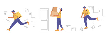 Fast and free delivery service vector setのイラスト素材