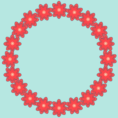 Silhouette circle of leaves. Floral frame. Vectorのイラスト素材