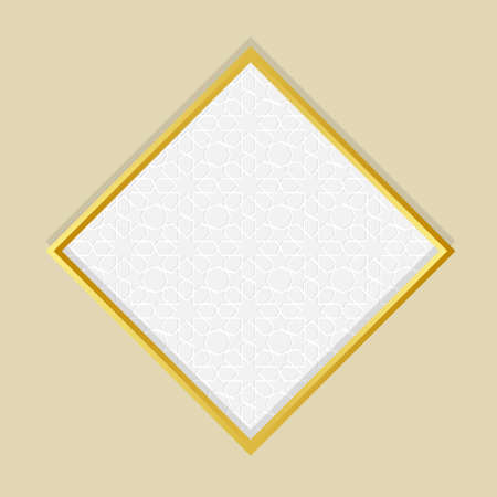 diamond golden arabic frame, light ornate shape, islamic decoration, greeting card templateのイラスト素材